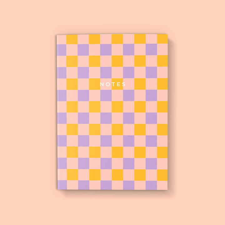 LILAC CHECKERBOARD SOFTCOVER NOTEBOOK-Blank Pages MW54