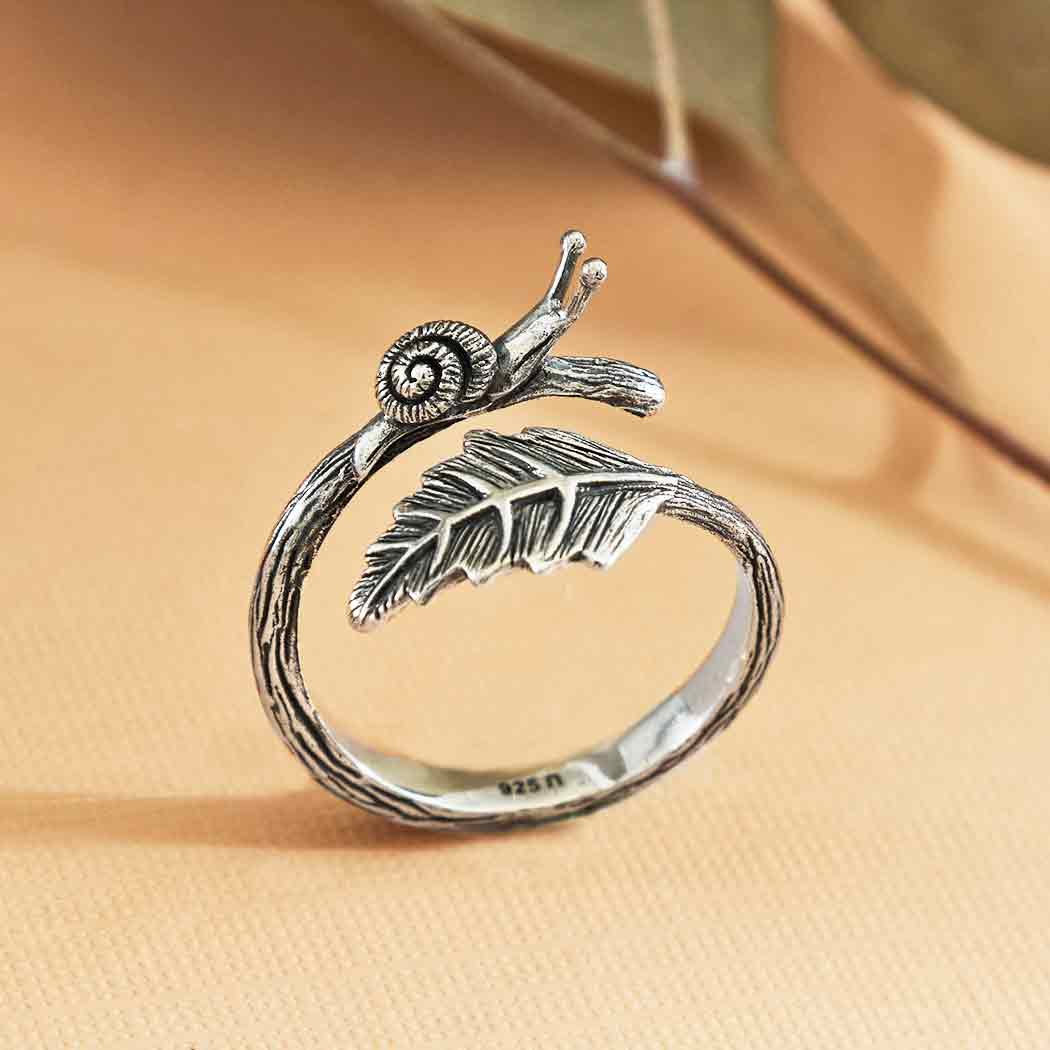 Adjustable Snail and Leaf Ring