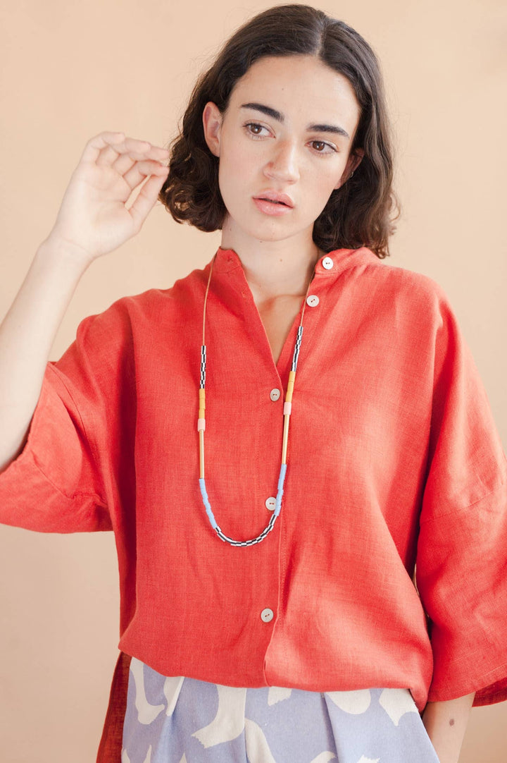 Colourblock Necklace - Rust &amp; Lilac LAN7