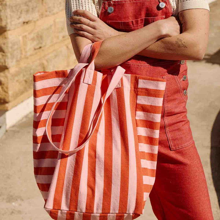 ELISABETH TOTE BAG STRIPES TOMATO / CANDY