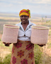 Load image into Gallery viewer, UMEME: Lavender Pinstripe Woven Storage Basket