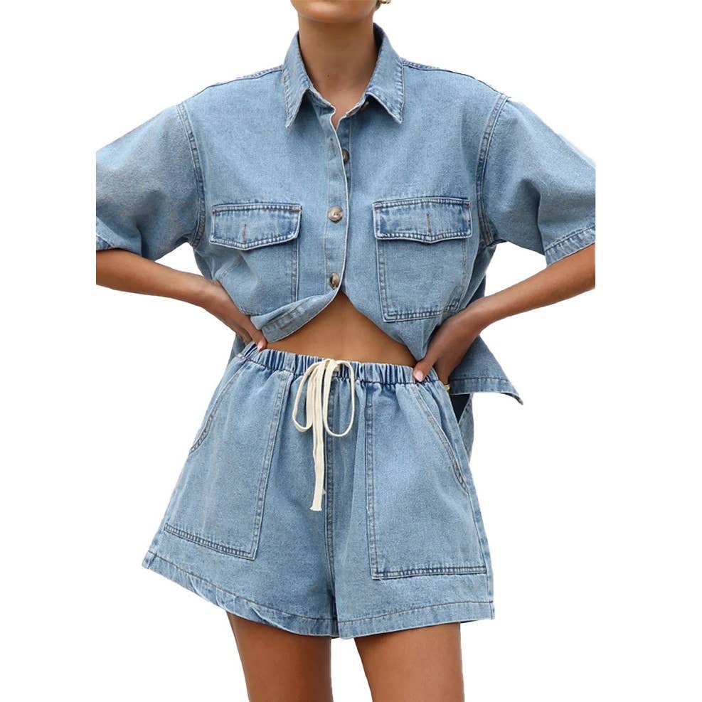 Short sleeve and shorts Denim set