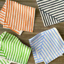 Load image into Gallery viewer, Natural Cotton Cloth Napkins, Fresh Painterly Stripes BB22