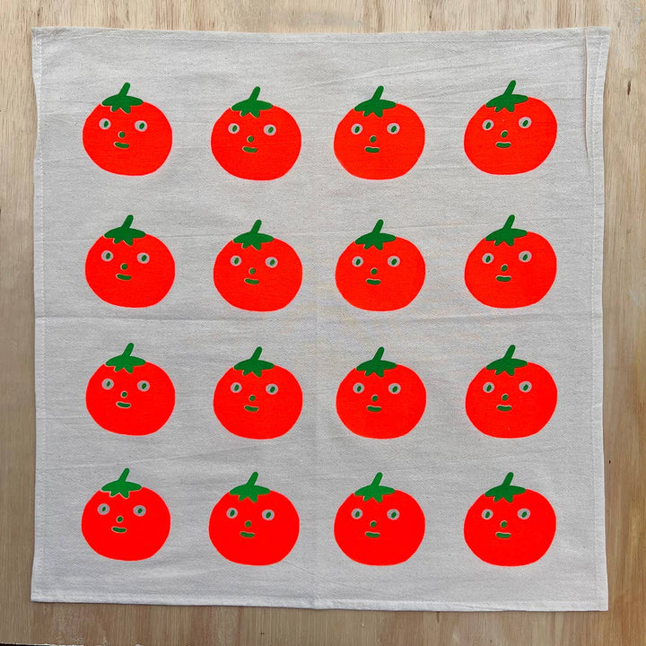 Tomato screenprinted tea towel NICE5