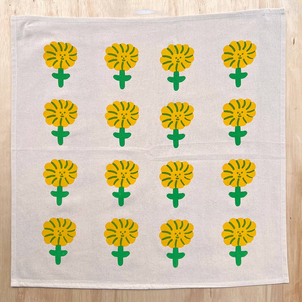 Happy flower tea towel NICE4