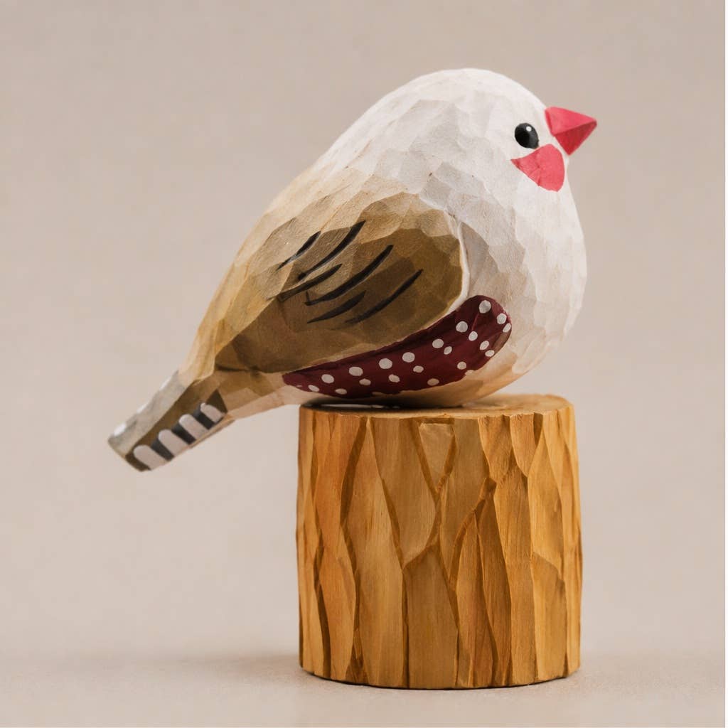 Hand-Painted Carved Wood Bird Figurine