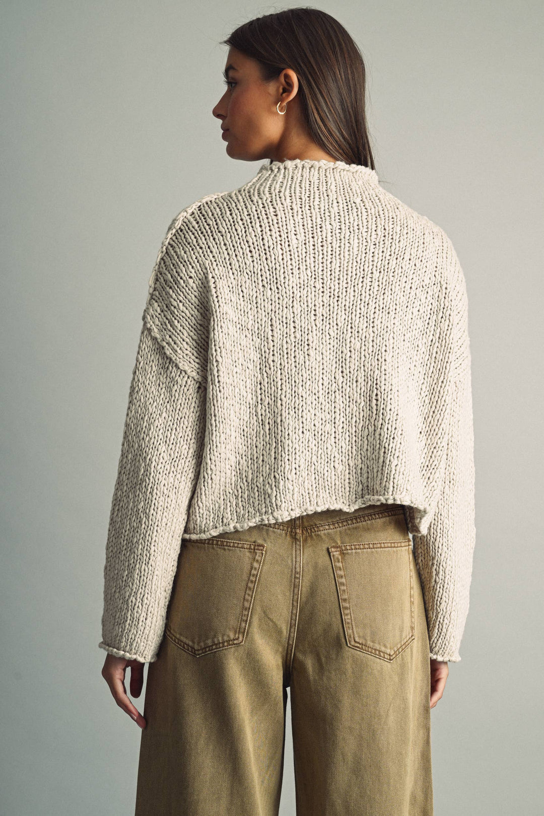 T673   ROLL HEMMING LONG SLEEVE SWEATER TOP