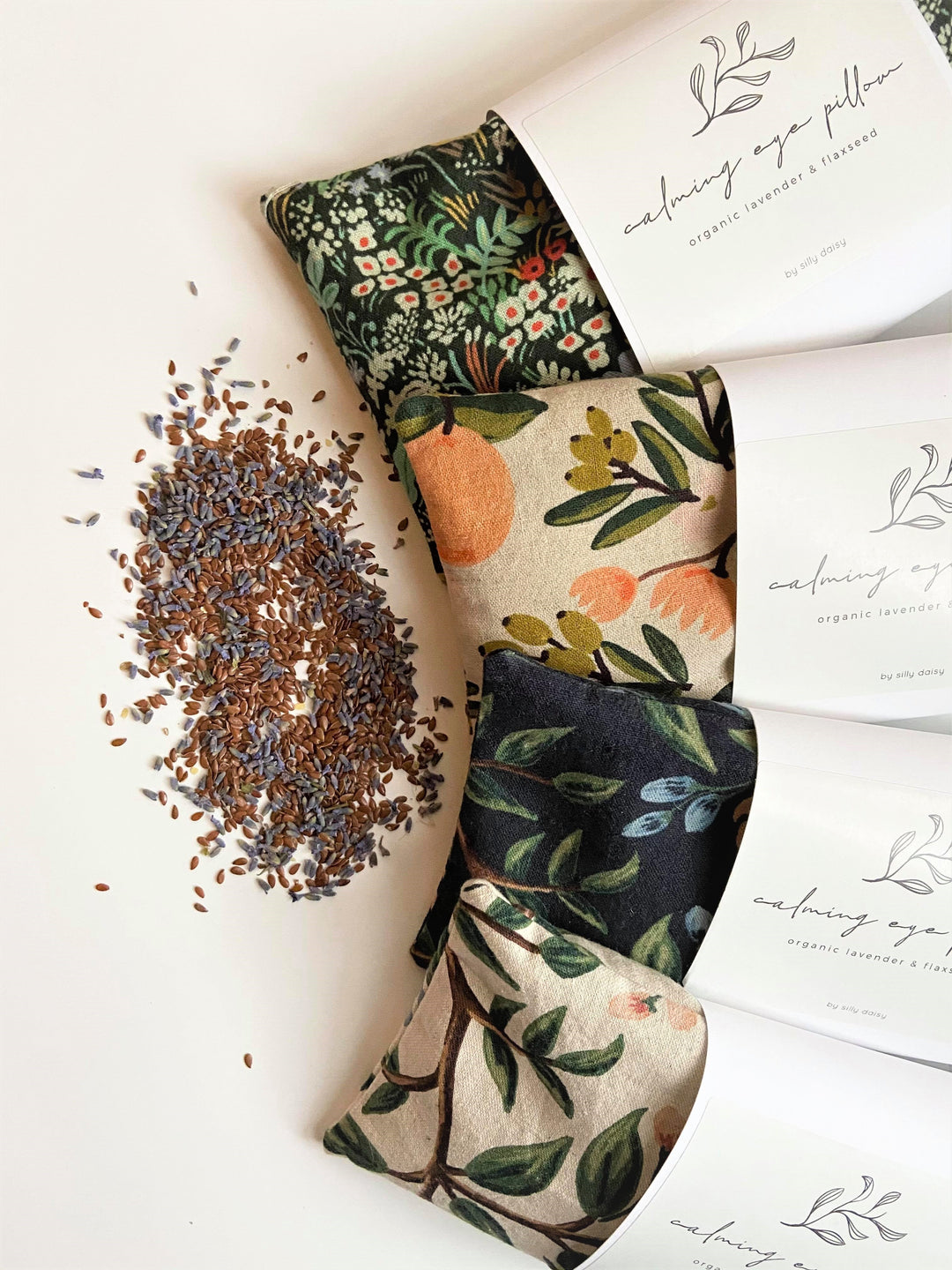 Organic Calming Eye Pillow - Navy Peony