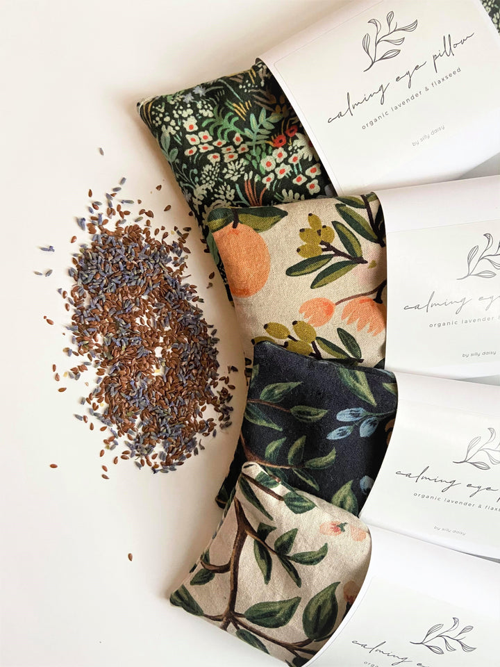 Organic Calming Eye Pillow - Navy Peony