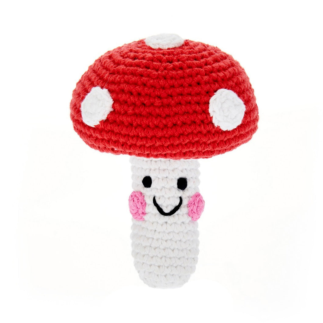 Friendly veggie rattle – red mushroom