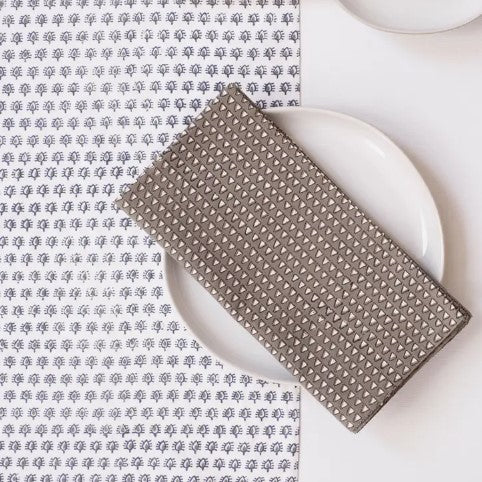 Taribe Olive Block Printed Napkins - set of 4