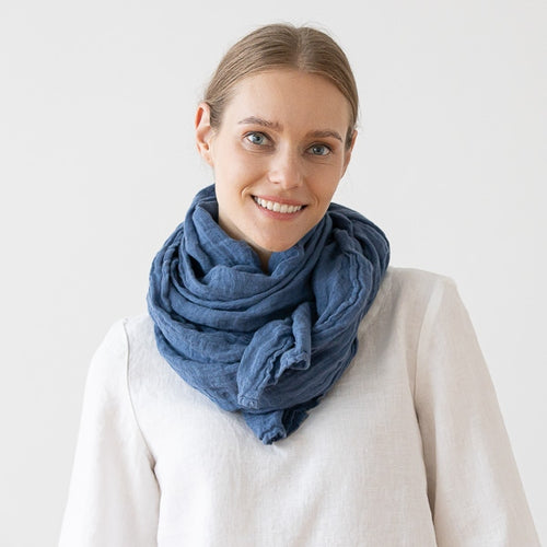 Blueberry Garza Linen Scarf