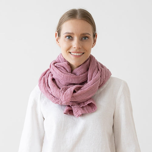 Mauve Garza Linen Scarf