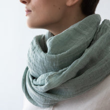 Load image into Gallery viewer, Moss Green Garza Linen Scarf