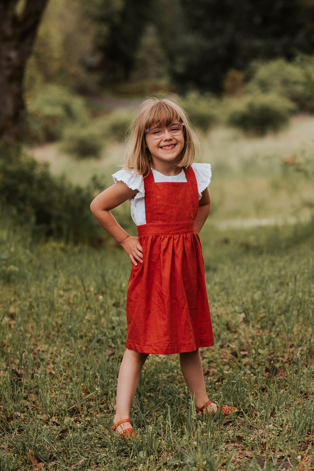 Silly Daisy  Pinafore Dress - Rust