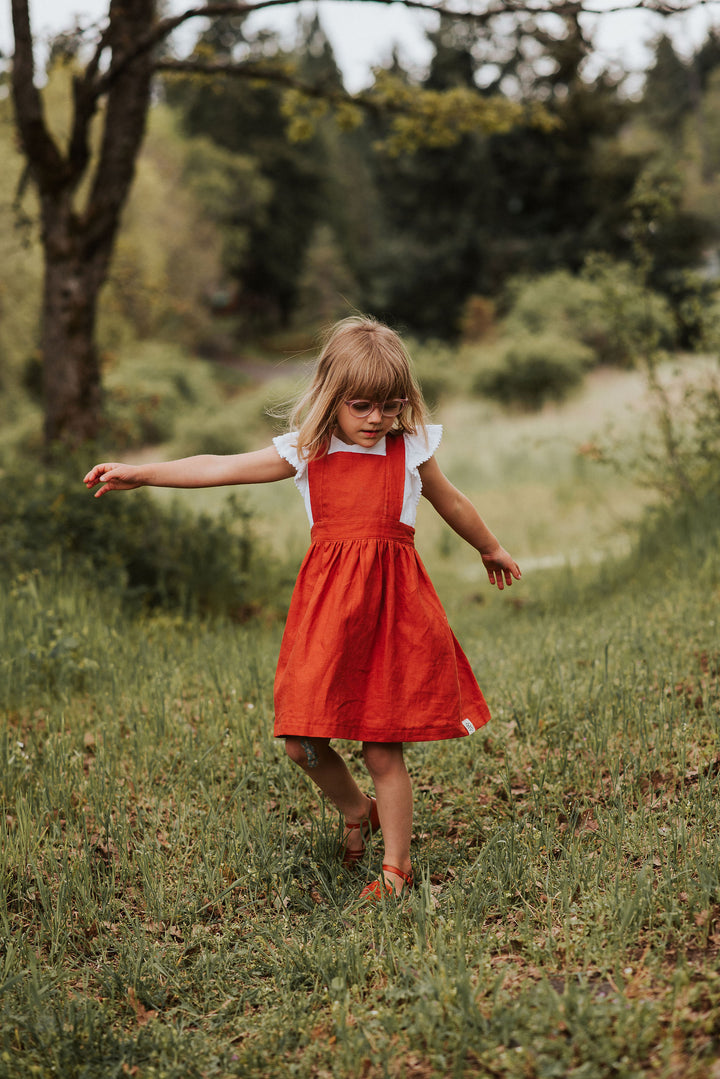 Silly Daisy  Pinafore Dress - Rust
