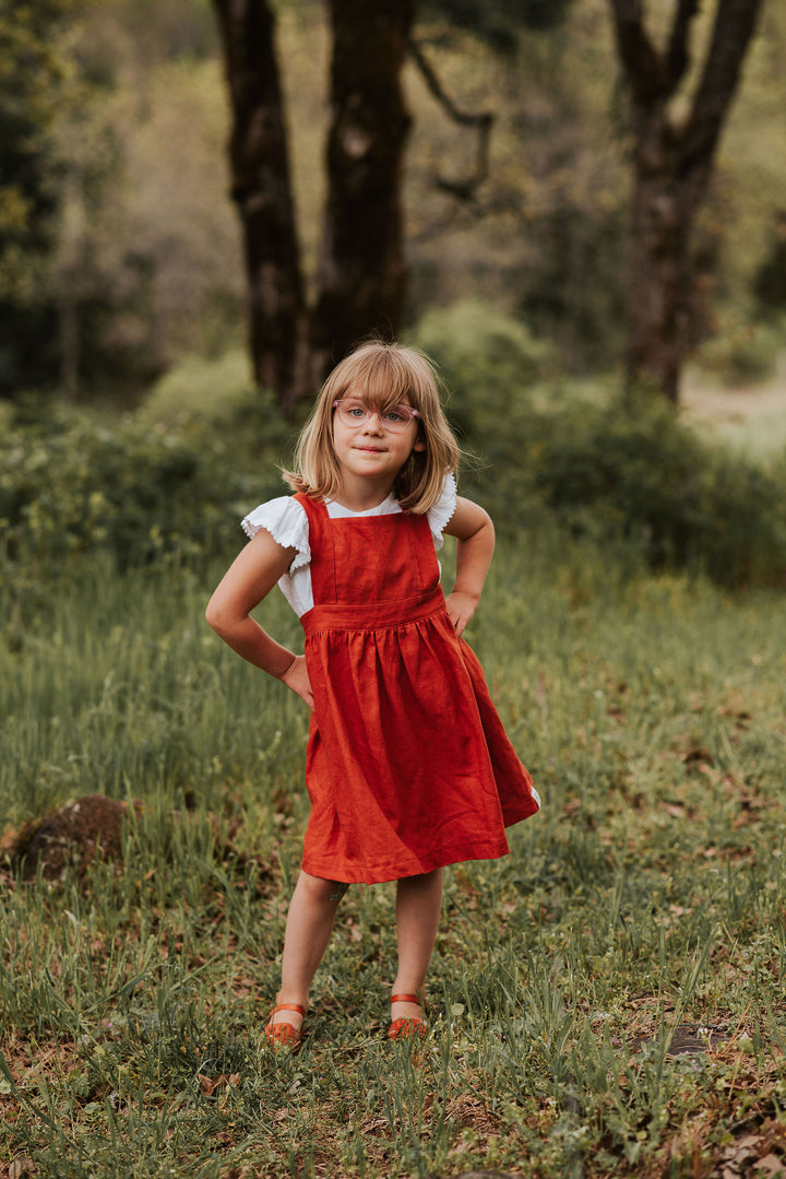 Silly Daisy  Pinafore Dress - Rust