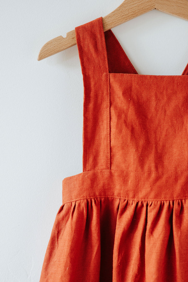 Silly Daisy  Pinafore Dress - Rust