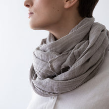 Load image into Gallery viewer, Taupe  Garza Linen Scarf